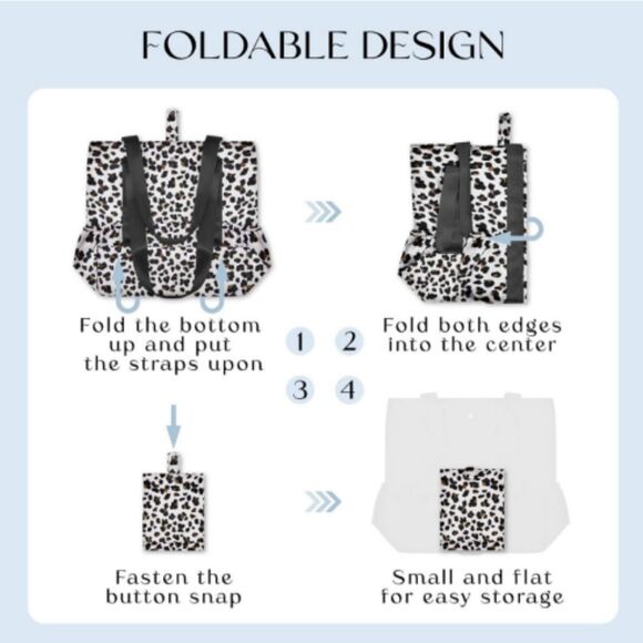 HOMESPON Foldable Large Beach / Weekender Tote Bag- Leopard Print, Waterproof - Picture 4 of 6